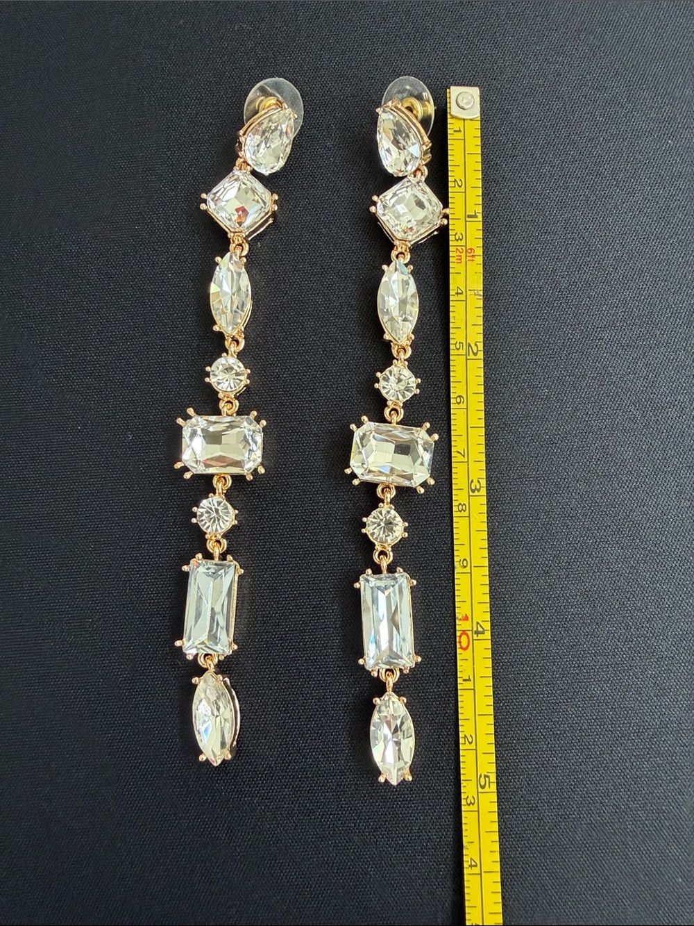 Crystal Drop Dangle Earrings - Gold Tone